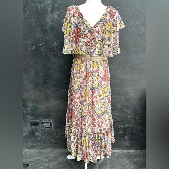 Chiffon floral print, gypsy dress, size 6 - Picture 4 of 7